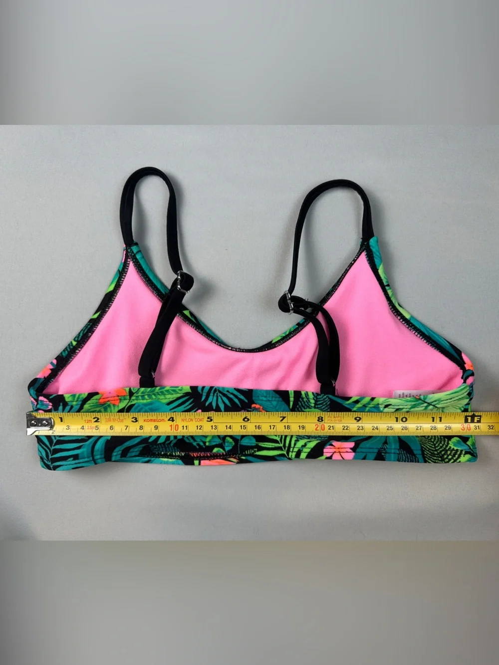 art class Tropical Leaf Bikini Top Only Black Green Pink